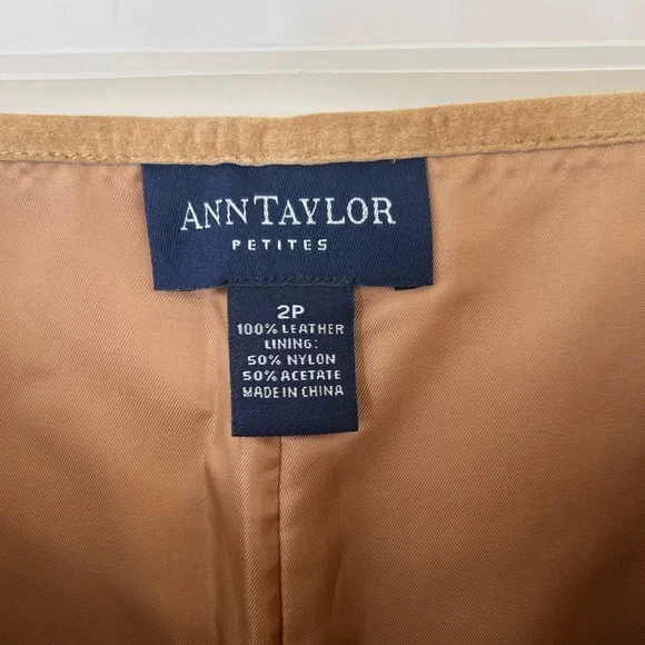 Ann Taylor Petites 100% Leather Skirt Tan Camel Size 2P - Picture 7 of 10